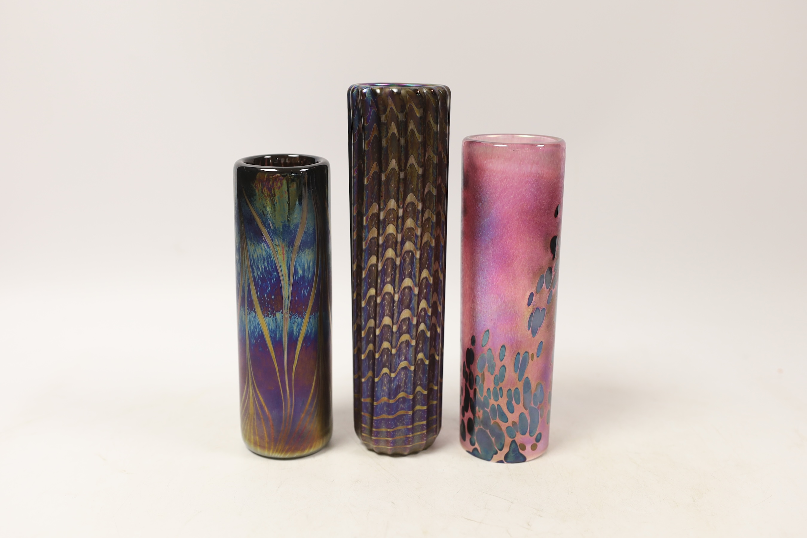 John Ditchfield, three Glasform vases, tallest 19cm high
